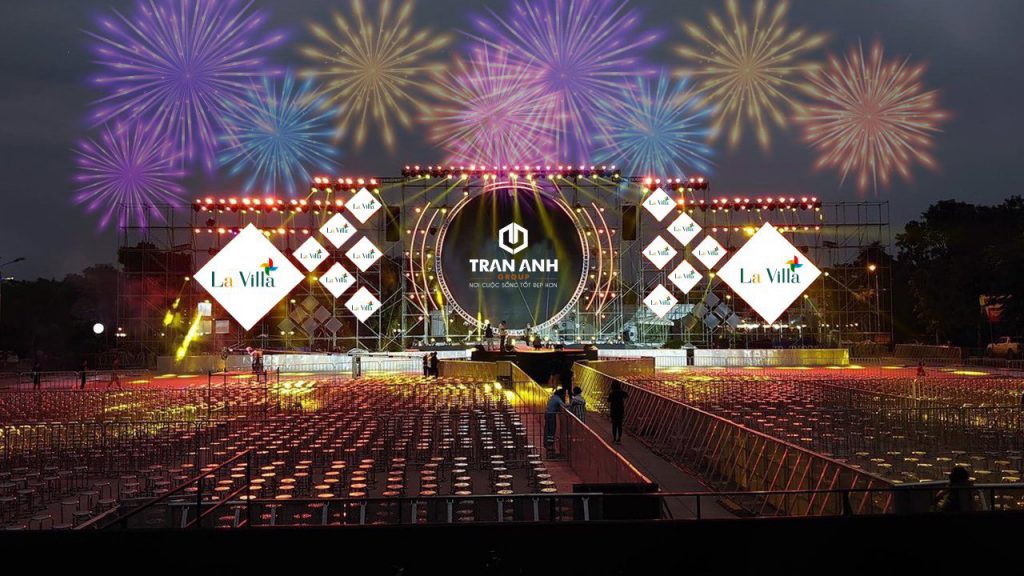 Phối cảnh sân khấu ấn tượng của đêm đại nhạc hội Chào xuân 2021 do Trần Anh Group tổ chức